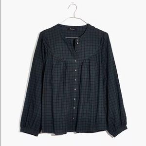 Madewell Plaid Balloon-Sleeve Top